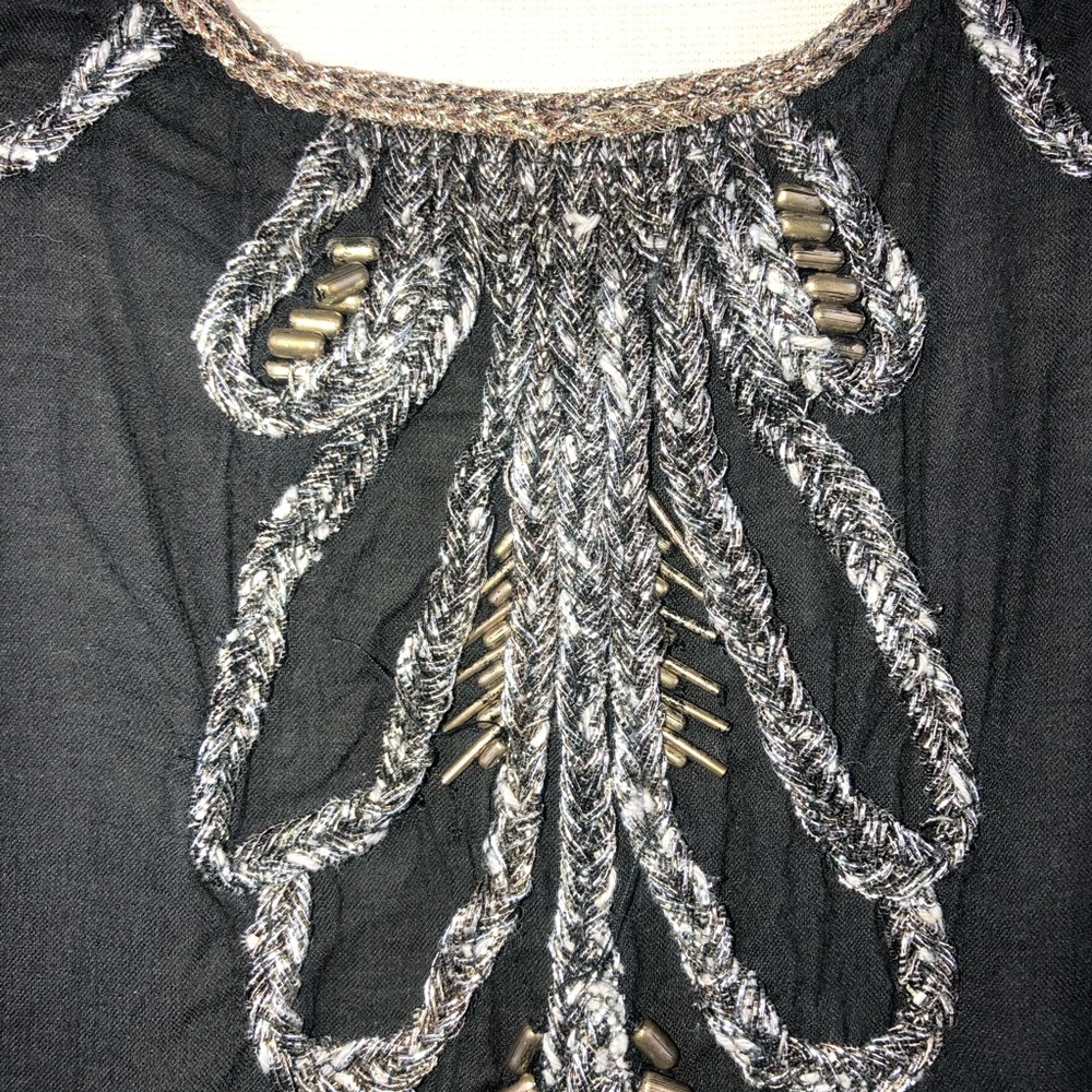 Free People Metallic Beaded Tunic Ruffle Top Y2563 - Picture 4 of 8